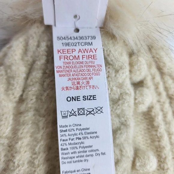 TOPSHOP Bobble Beanie In Cream Knit OSFM NWT - Picture 7 of 8
